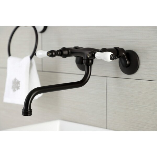 KS515ORB Two-Handle Wall Mount Bathroom Faucet, Oil Rubbed Bronze